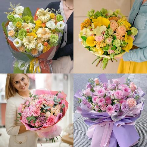 PATIKIL Flower Wrapping Mesh Paper, 15ft Floral Bouquet Craft Packaging Hollow Net Yarn with Ribbon for Flowers Gift Packaging, Black in Saudi Arabia