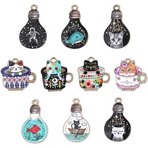 SUNNYCLUE 1 Box Animal Charms Collections Printed Enamel Charm Easter Holiday Bunny Rabbit Charm Alpaca Cat Fish Turtle Bird Elephant Bull Charm Gecko Double Loops Links Connector Charms for Jewelry