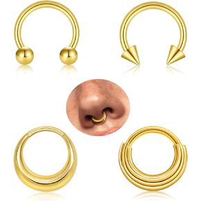 Titanium Septum Rings 16G 8mm 10mm Nose Rings for Women Surgical Stainless Steel Segment Nose Rings Horseshoe Hoop Cartilage Clicker Helix Rook Earrings Daith Eyebrow Tragus Lip Piercing Rings