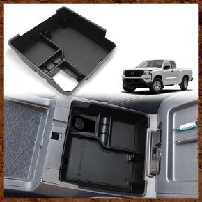 Muslogy Center Console Organizer Insert Tray Storage Box ABS Material Interior Accessories Armrest Organizer Compatible with Frontier Accessories 2022 2023 (Black Leather)