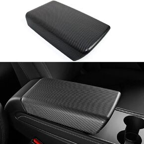 ABS Matte Carbon Fiber Center Console Armrest Box Cover Interior Accessories Compatible with 2017-2023 Tesla Model 3 Model Y