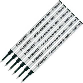 Schmidt 6 Pack 5888 Black Medium Rollerball Metal Refill