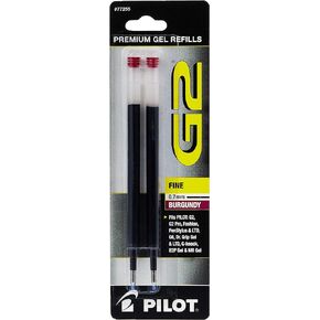 Pilot, G2 Gel Ink Refills, Fine Point 0.7 mm, Burgundy, Pack of 2