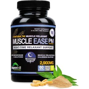 Night-Time Muscle Relax Muscle PM - 2,900mg Maximum Strength Relaxant with Magnesium Glycinate. Gluten Free – 60 Capsules (Packaging May Vary)
