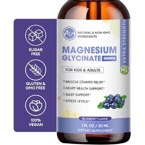 2 Pack Liquid Magnesium Glycinate with L-Theanine & Lemon Balm - Promotes Relaxation & Sleep – Supports Bone, Muscle & Heart Health - Gluten Free - 60 Day Supply