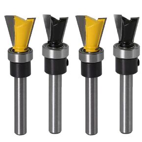 4Pcs 1/4 Inch Shank Dovetail Joint Router Bit Set, Dovetail Router Bits with Bearing Guide Dovetail Jig Bit for Woodworking Cutter Furniture Building Cabinet Making