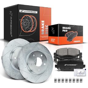 A-Premium 12.91 inch(328 mm) Rear Solid Disc Brake Rotors + Ceramic Pads Kit Compatible with Select Dodge, Chrysler, Volkswagen and Ram Models - Grand Caravan, Town & Country, Journey, C/V, Routan