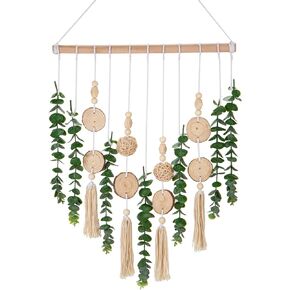Artificial Eucalyptus Wall Hanging Decor 22.5'' Faux Eucalyptus Stems Wall Hanging Plants Fake Eucalyptus Vine Boho Wall Decor for Bedroom Bathroom Living Room Kitchen Farmhouse Home Decoration