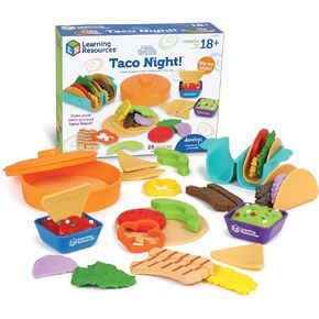 Learning Resources New Sprouts Taco Night! 28 Pieces - Play Food for Kids Ages 18+ Months, Grocery Store Pretend Play Toys, Play Kitchen Accessories