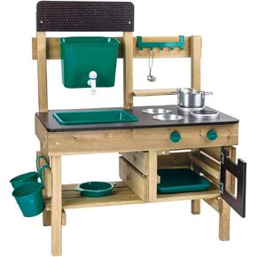 Hape Outdoor Kitchen | Mud Kitchen Wooden Toy Playset With Accessories, for Children Ages 3+ Years