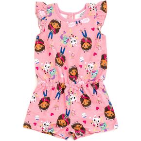 DREAMWORKS GABBY'S DOLLHOUSE Pandy Paws Cakey Cat MerCat Girls French Terry Romper Toddler to Big Kid