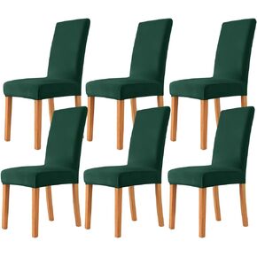 Set of 6 Stretch Green Velvet Dining Room Chair Covers Soft Removable Dining Chair Slipcovers Parsons Chair Slipcovers Home Decor Chair Protector for Banquet Ceremony (6, Green)