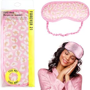 Forever 21 Sleep Mask - 1pc Dual Sided Comfort Sleeping Mask w/Pink Leopard Print | Comfortable Furry and Satin Sides for Ultimate Rest and Rejuvenation