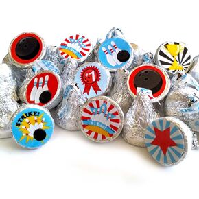 Boy Bowling Labels for Hershey's Kisses Chocolates by Adore By Nat - Candy Sticker Party Favors - Set of 240