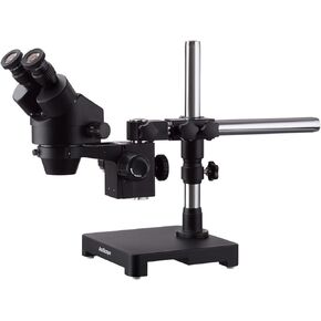 AmScope 7X-45X Black Stereo Zoom Microscope with Single Arm Boom Stand