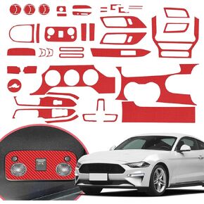 YAMUDA Compatible with 48PCS Decorative Interior Protection Carbon Fiber Sticker for Ford Mustang 2015 2016 2017 2018 2019 2020 (Black)