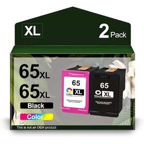 65 Ink Cartridges Black/Color Combo Pack Replacement for HP 65 Ink 65XXL High Yield Use with Envy 5055 5052 5058 DeskJet 3755 2655 3752 3720 3722 3723 3758 2652 2622 2624 Printer(1 Black 1 Tri-Color)