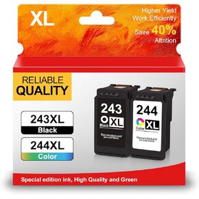 PG-243 CL-244 XL Ink Cartridge Replacement for Canon 243XL 244XL Combo Pack for PIXMA MX490 MG2500 MG2522 MG2922 TS3122 TS3322 TS202 TR4520 TR4522 Printers (1 Black 1 Color)