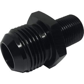 6AN Flare to M12x1.5 Male Pipe Adapter Aluminum Fuel Line Hose Fitting, 6 AN to M12 P1.5 mm Metric Thread Straight Black