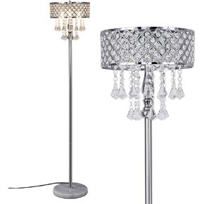 Hsyile KU300256 Mini European Crystal Floor Lamp for Living Room,Bedroom,Office,Chrome Finish,3 Lights