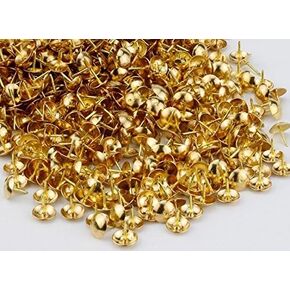 Gold Thumb Tacks,100 Durable Steel Point with Round Flat Head Great for Bulletin Boards Poster Hanging Office and Classroom Use