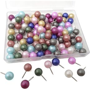 Honbay 100PCS Multi-Color Pearl Push Pins Plastic Round Head Thumb Tacks with Case for Map Bulletin Board Cork Board Calendar Photo Wall Office (Diameter: 10mm)