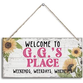 Vintage Welcome to Grandma's Place Weekends, Weekdays, Whenever Wood Decor Sign, Hanging Printed Wooden Plaque Decor, Rustic Home Decor Sign, Grandma Decor, Gift for Grandma, Women 12x6 inch