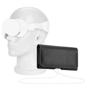 GEEKRIA VR External Battery Case Compatible with Vision Pro, Portable Battery Pack Holster, Vegan Leather Power Bank Belt Clip, Extend VR Headset Playtime (Black)