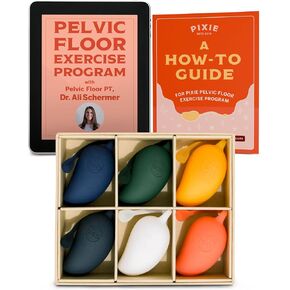 Pixie Pelvic Floor Exercise Trainer - Set of 6 - Pelvic Floor Muscle Strengthening Weights - Includes Pelvic Floor Exercises in Easy to Read Ebook for Beginners and Advanced