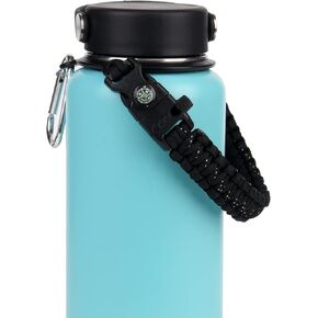 Wongeto Paracord Handle- Survival Strap Cord with Safety Ring and Carabiner - Compatible with Hydro Flask Wide Mouth Water Bottles 12oz - 64 oz Sport Water Bottle Strap Carrier