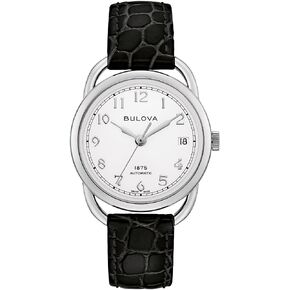 Bulova Ladies' Joseph Commodore Limited Edition Automatic Black Leather Watch | 34.4mm | 96M152