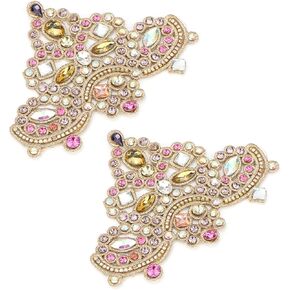 2pcs Rhinestone Applique, Garment Applique Rhinestone Crystal Applique Sew On Faux Pearl Patch for Clothes Shoes Bag Embellishment (06)