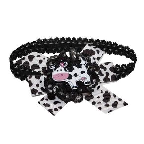 WD2U Baby Girls 4.5" Daisy Holstein Milk Cow Farm Girl Hair Bow Stretch Headband