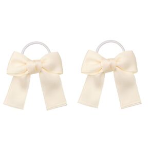 Baby Girl Toddlers Hair Bows Elastic Hair Tie Accessories Girls Teens Kids Bow Ponytail Holder Rubber Hair Bands - Set of 2 (Pink)