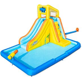 Bestway H2OGO! Beachfront Bonanza Kids Inflatable Water Park with Air Blower, Water Sprayer, Slide and Pool