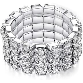 CZ Stretch Ring for Women Men Silver Cute Elastic Dainty Cubic Zirconia Girls Fashion Rings Statement Simple Rhinestone Stretchy Jewelry Gifts