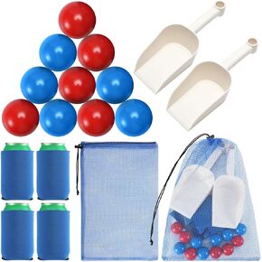 Outdoor Beach Toss Game Set Beach Accessories and Must Haves 12 Beach Balls 2 Plastic Sand Beach Shovels 4 Cup Sleeves 1 Mesh Ball Bag for Family Adult Friends Kids Summer America's Games in Saudi Arabia