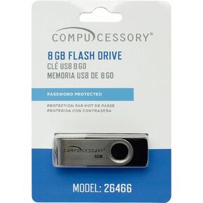 Password Protected USB Flash Drives - 8 GB - Aluminum - 1 Pack - Password Protection