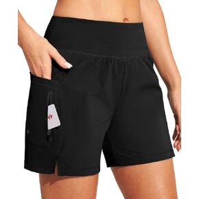 Ewedoos 5'' Womens Swim Board Shorts Stretchy Swimsuit Bottoms with Pockets Quick Dry UPF 50+ Beach Shorts with Liner