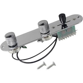FLEOR Chrome Loaded Switch Control Plate with Wiring Harness Knobs Fit Fender Telecaster Guitar