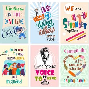 easykart labels 6 Kindness Posters for Classroom Decorations Classroom Posters 15 x 22" Large Poster Bundle, Inspirational Posters Growth Mindset Posters, Motivational Posters, Positive Posters.