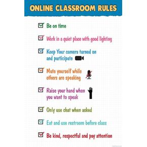Classroom Rules Poster High School Supplies For Teachers Yellow Notice To All Students Warning Cool Wall Art Print Poster 12x18
