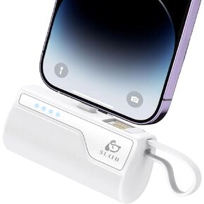 شاحن iPhone محمول بقدرة 5000 مللي أمبير في الساعة، شاحن احتياطي صغير للهاتف المحمول، شاحن محمول صغير متوافق مع iPhone 14/13/ 12/11/ XS Max/XR/X، AirPods، أبيض
