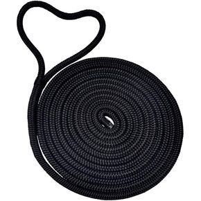 Nylon Dock Line Double Braided (1/2 inch×20 ft Black) for Marine Mooring/Anchor Line/Fender Line (Black, 1/2inch×20ft)