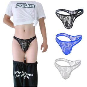 Men's Lace Thong Transparent Gstring Sexy Printing 1 Pack