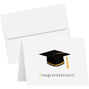Congratulations! Graduation Greeting Cards and Envelopes – Class of 2024 Graduates, Appreciation, Celebratory Congrats Fold Over Greetings | Blank Inside | 4.25 x 5.5" (A2 Size) | 25 per Pack
