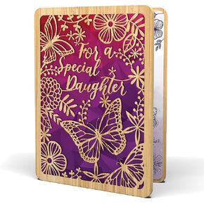 Bamboo Birthday Card - 6" X 4.5" - 1 Pack (With Envelope) | Laser Cut, Butterfly Themed Daughter Card
