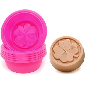 Honbay 6PCS Silicone Four Leaf Clover Molds Round Multifunctional Handmade Molds Mini Cute Baking Molds DIY Soap Molds