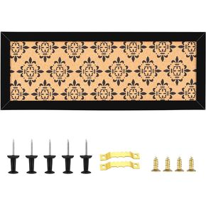 Long Decorative Cork Board for Walls, Bulletin Board with Black Floral Print, Black Framed Pin Board Vision Board for Office School Bedroom and Dorm Room with Pins, Screws(1540,1pc)