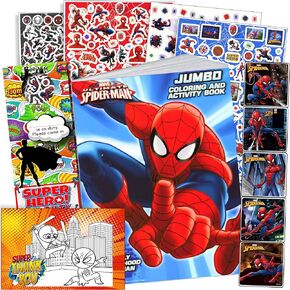 Disney Studios Spiderman Stickers Activity Set - Bundle Includes Spiderman Stickers, Spiderman Coloring Book, Superhero Door Hanger, Thank You Card Craft
